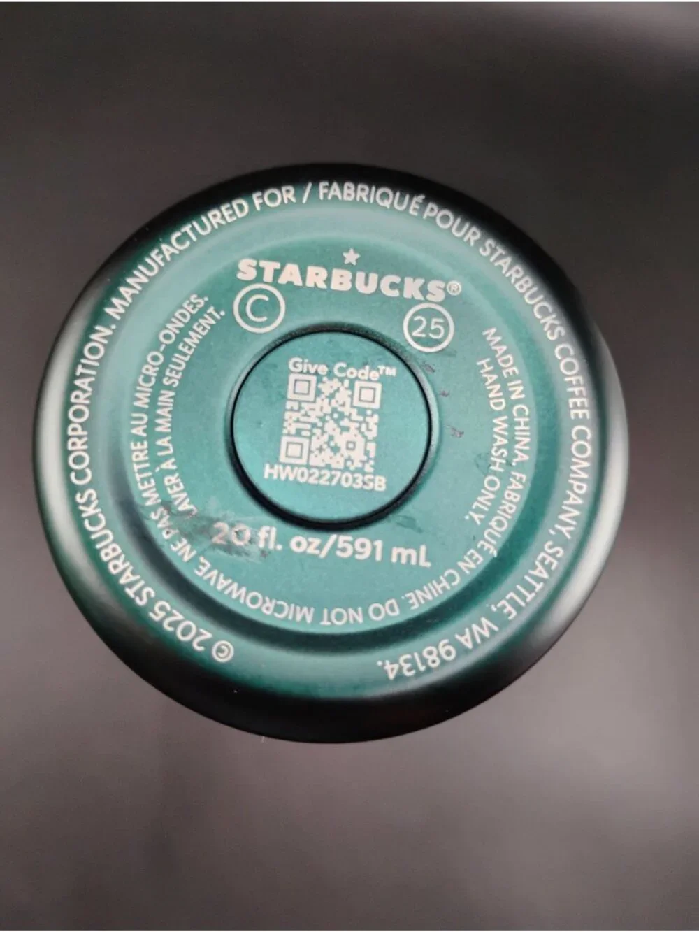 Starbucks Miir Green Tumbler With Gold Speck Design 16oz